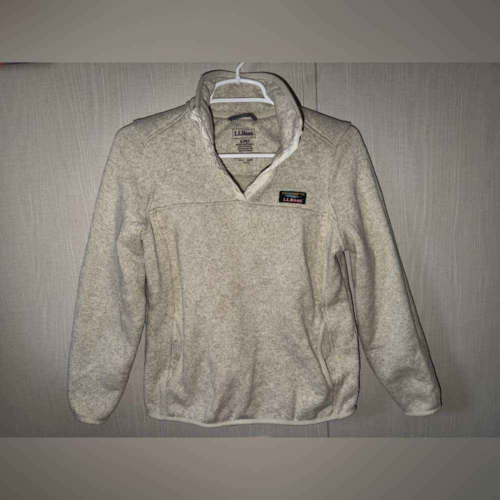 L.L. Bean Off-White Fleece Pullover